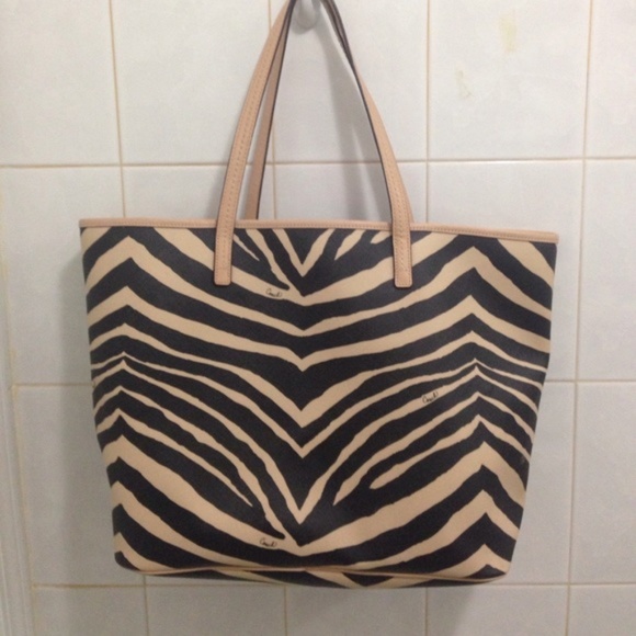 COACH ZEBRA PRINT LEATHER TOTE HANDBAG - Picture 3 of 7